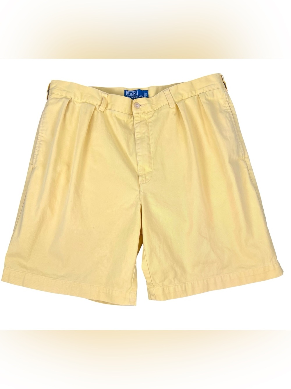 Vintage Polo Ralph Lauren Men's 38 Yellow Pleated Cotton Bermuda Preppy Shorts